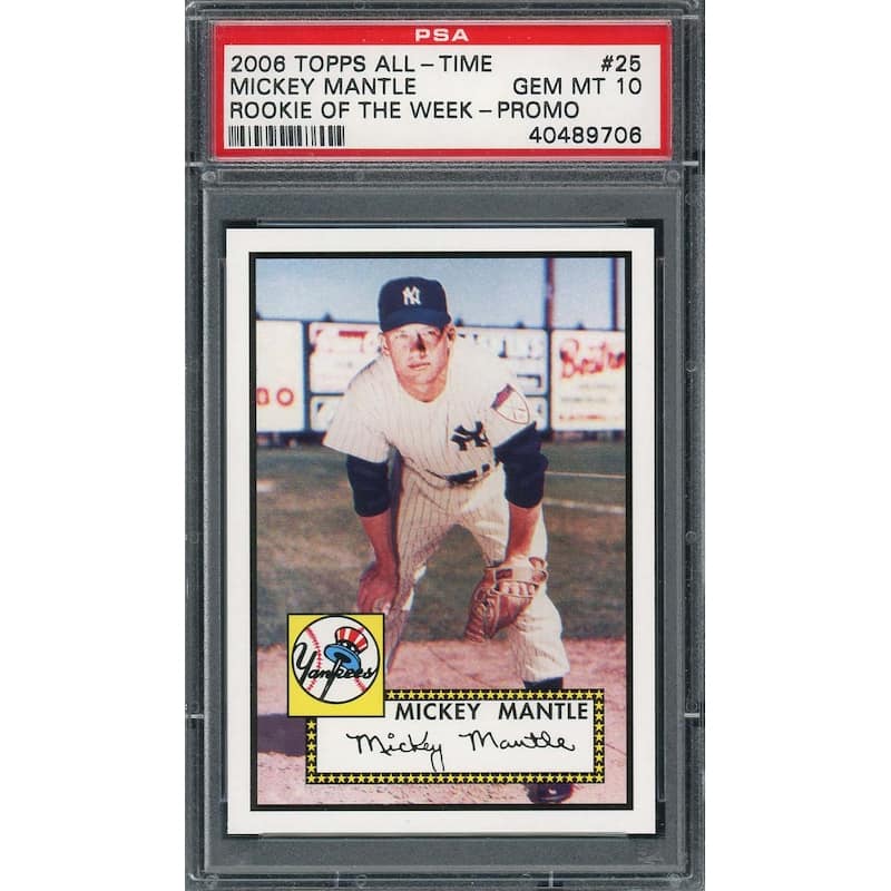 Mickey Mantle 2006 Topps All Time Rookie of the Week Baseball Card #25 Graded PSA 10 GEM MINT - 8'6" x 11'6"