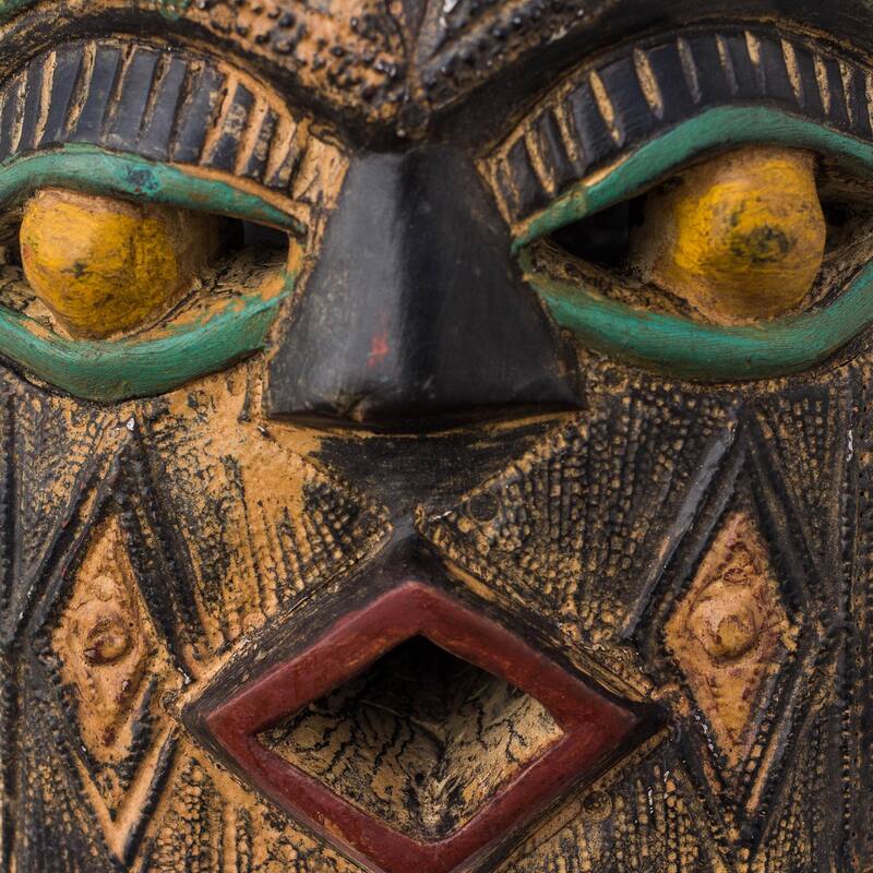Novica Handmade Diamond Mouth African Wood Mask
