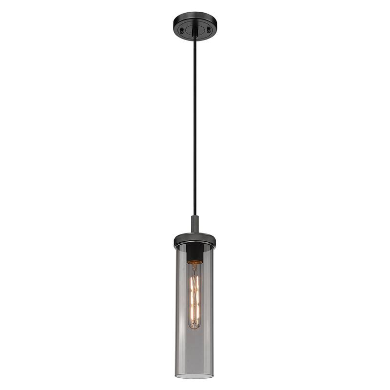 Innovations Lighting Downtown Urban - Lincoln - 1 Light 4" Cord Hung Pendant - Matte Black/Light Smoke Shade