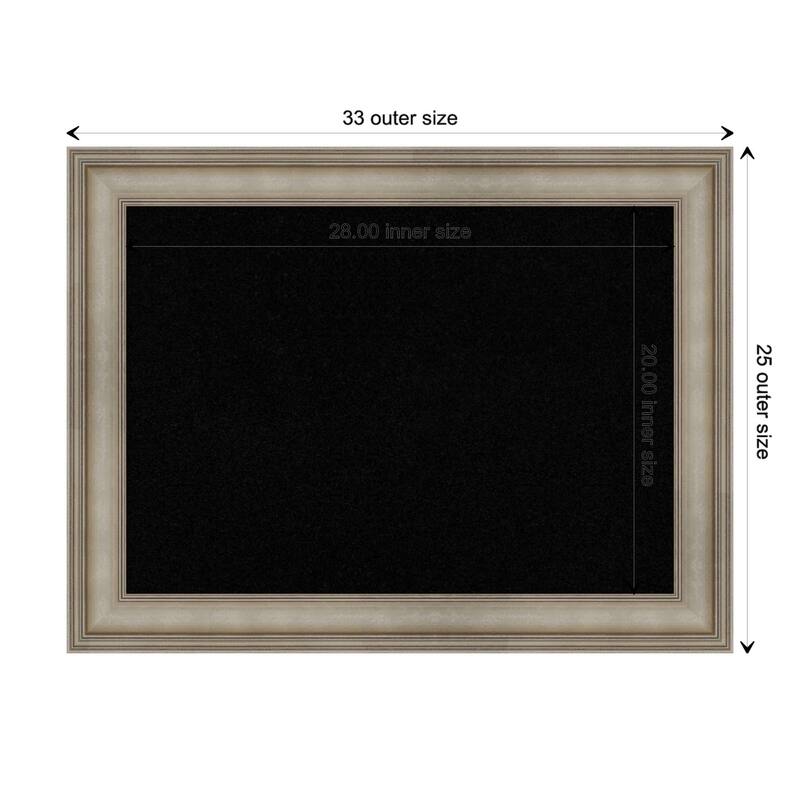 Mezzanine Antique Silver Narrow Wood Framed Black Corkboard Bulletin Board - Board Size 28x20