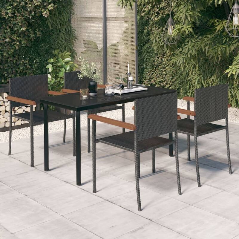 vidaXL Patio Dining Set Outdoor Dining Set Garden Table and Chair Set Black