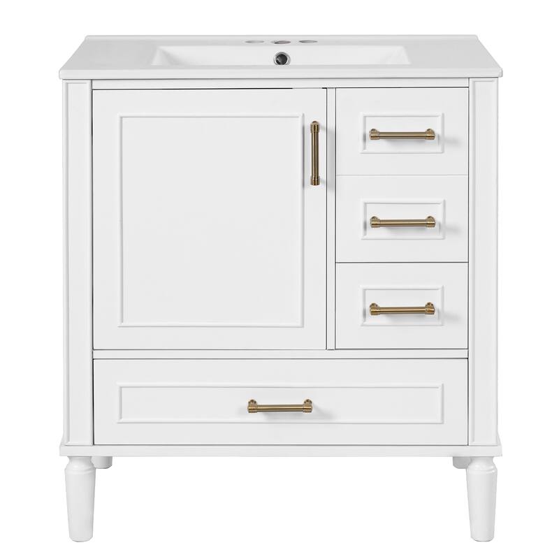 30'' Bathroom Vanity with Ceramic Sink, Soft-Close Door