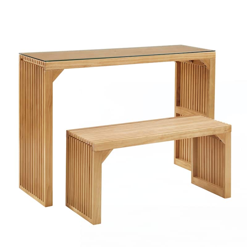 Dining Bench and Table,Tempered glass Included