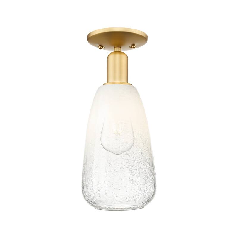 Innovations Lighting 716-1C-15-6 Brookhaven Almond Semi-Flush - Satin Gold / Opal