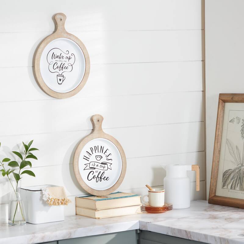 Metal Sign Coffee Wall Decor - Set of 2 White - Roche River Decor
