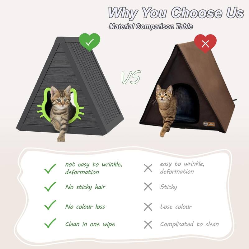 Durable Triangle Cat Hut with Ramp, Waterproof Pet Tent, Cute Design Indoor Outdoor Use