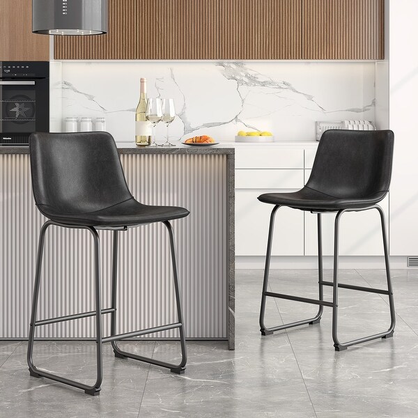 Bar Stools Faux Leather Counter Stools with Back Armless