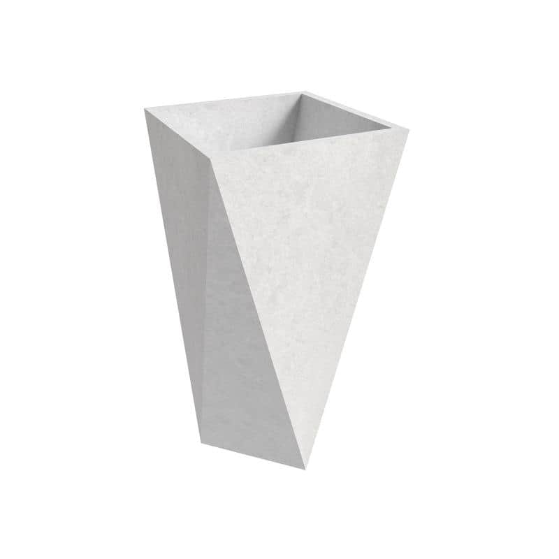 Aloe Fiberstone & MGO Clay Tapered Square Tall Planter Plant Pot, Indoor/Outdoor with Drainage Holes for Yard Porch Decor - Small - White