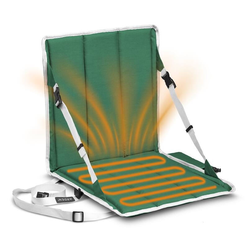 ARDEN Heated Stadium Seat, Foldable, Lightweight With Carrying Strap - Green/White