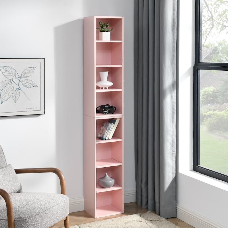 70.90 in. Tall Wood 6-Shelf Standard Bookcase with Interior Shelves