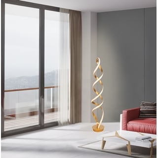 Infinito 78W Unique Modern LED Floor Lamp, Anodized Gold - 63 - On