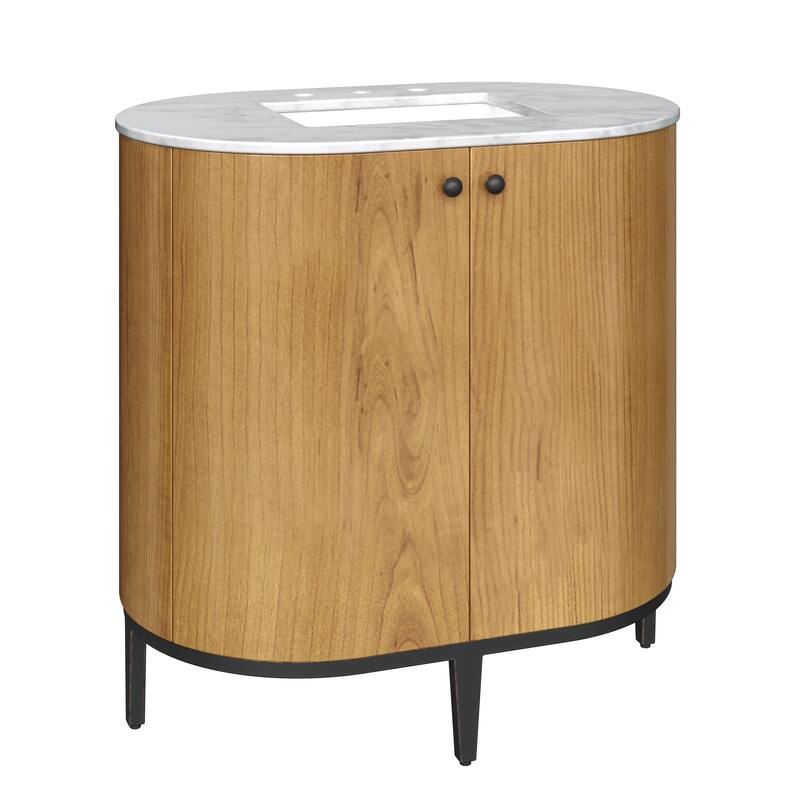 James Martin Vanities Bellamy 36" Single Vanity, Rustic Oak w/ Carrara Marble Top