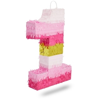 Small Pink and Gold Foil Number 1 Pinata for Kids 1st Birthday Party  Decorations (16.5 x 11 In) - On Sale - Bed Bath & Beyond - 35900737