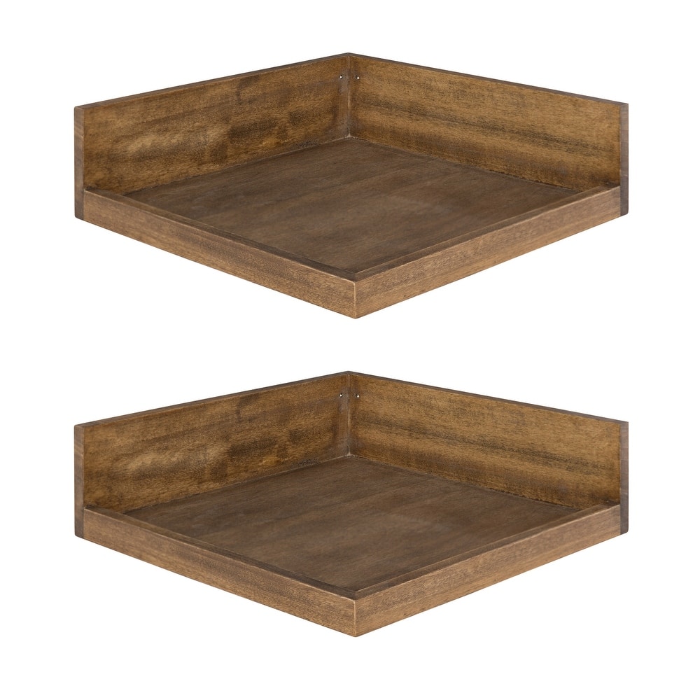 Kate and Laurel Levie Floating Corner Wood Wall Shelf - 2 Piece