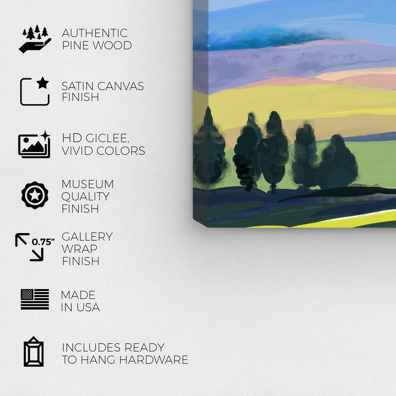 Wynwood Studio Canvas Nature and Landscape Bright Fields Green and Modern & Contemporary Wall Art Canvas Print