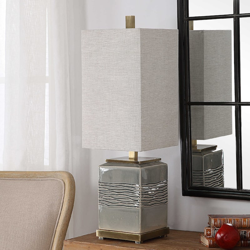 Ceramic Glaze Buffet Table Lamp - 32" - Gray and Beige