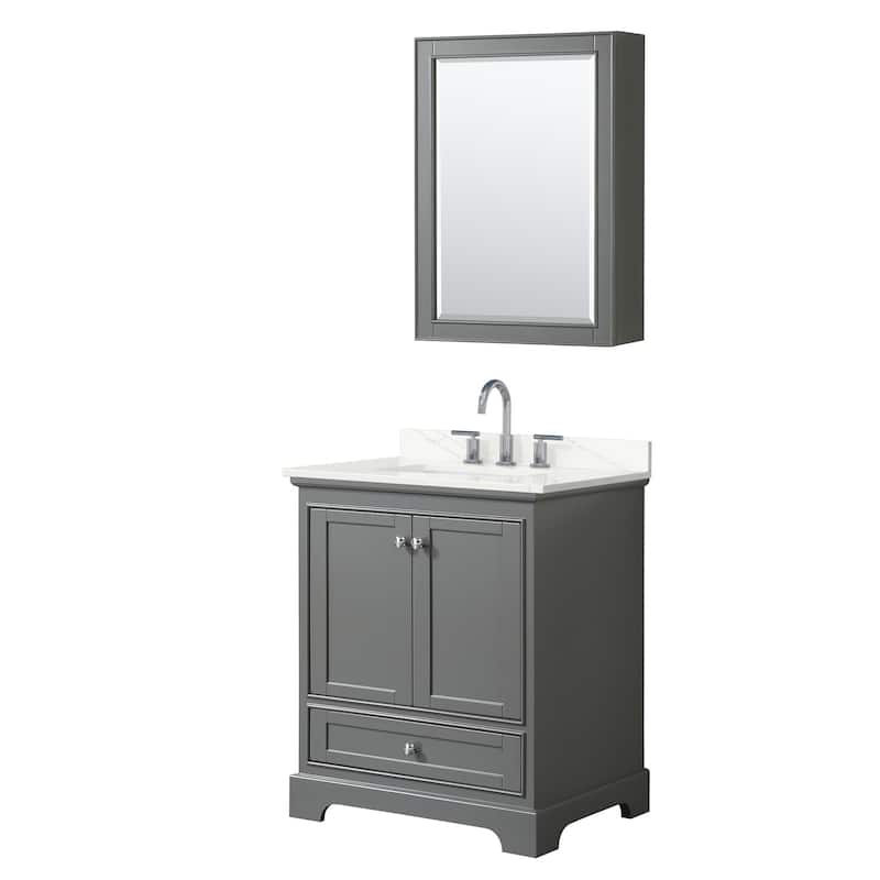 Wyndham Collection WCS202030S-QTZ-US3MED Deborah 30" Free Standing - Dark Gray / Giotto Quartz Top / Polished Chrome
