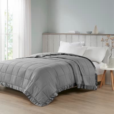 Madison Park Parkman Oversized Down Alternative Blanket with Satin Trim