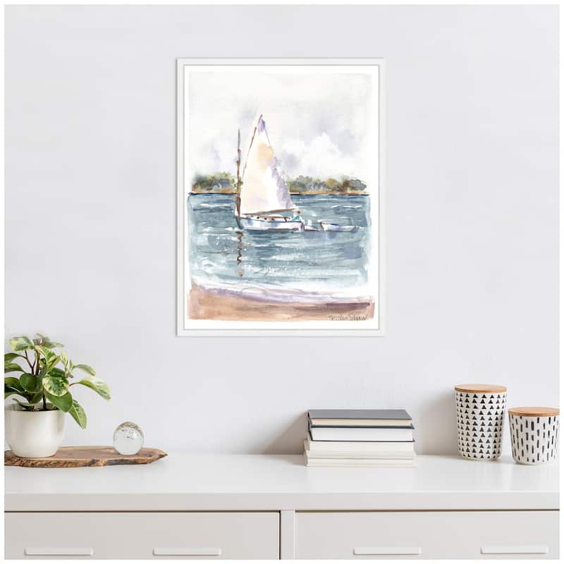 Kate and Laurel Sylvie 2 Maryanne Welch Chatham Fog Sailboat Framed Canvas by Patricia Shaw