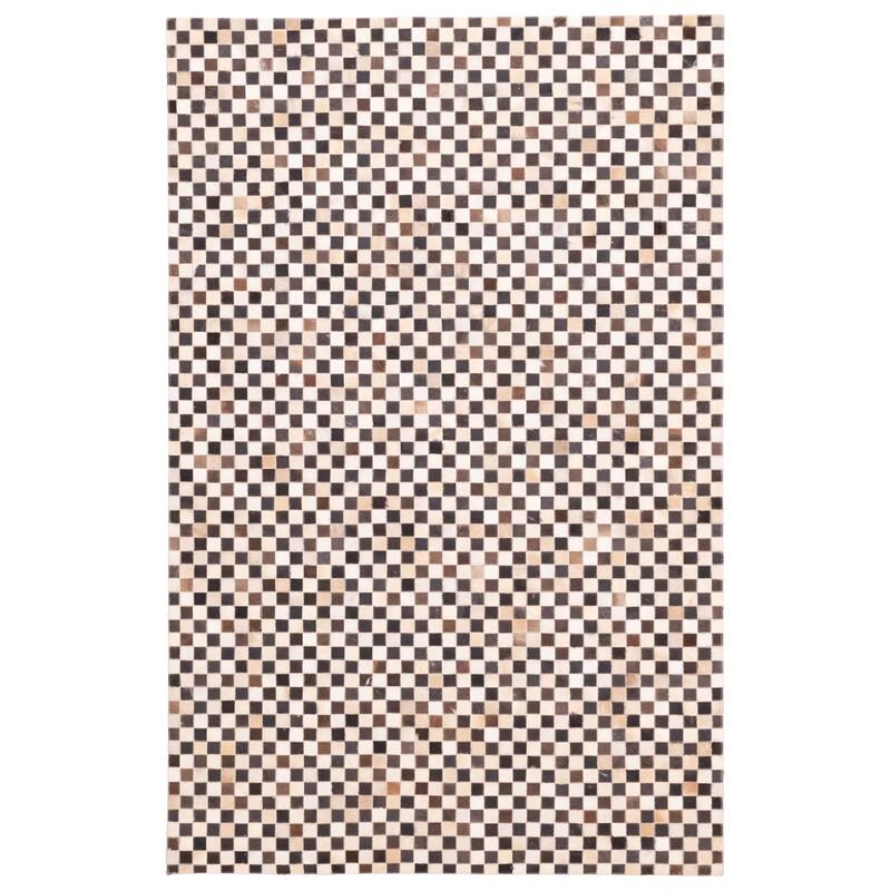 ECARPETGALLERY Handmade Cowhide Patchwork Black, Tan Leather Rug - 5'1 x 8'0