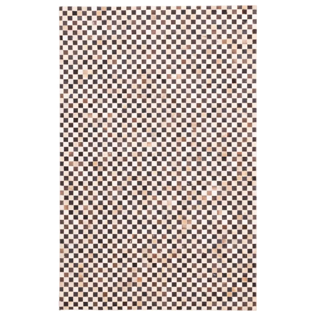 ECARPETGALLERY Handmade Cowhide Patchwork Black, Tan Leather Rug - 5'1 x 8'0