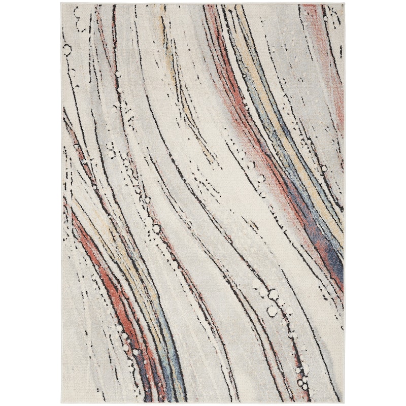 Nourison Motion Indoor only Cream / Ivory Abstract Area Rug - 5' 3" x 7'