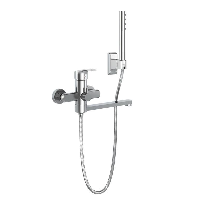 Niagara Highflow Wall Mounted Tub Filler with Pivoting Arm Spout and Handshower Chrome