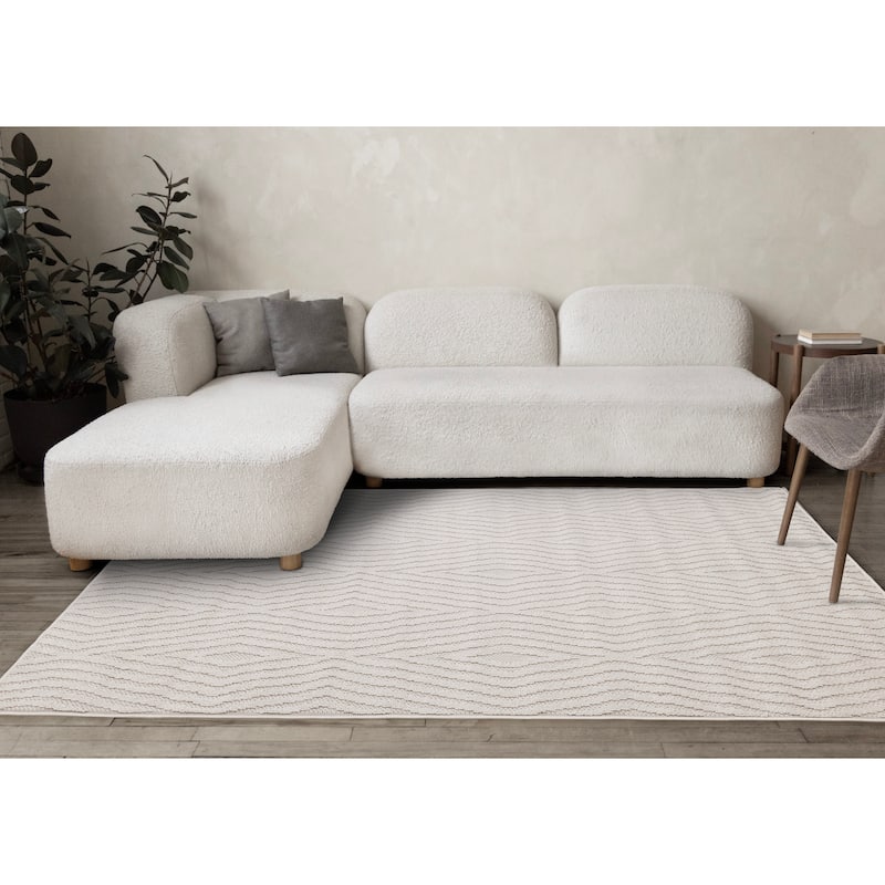 White Diamond Trellis Design Looped Area Rug
