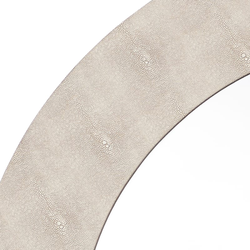 Alden Décor Cleo Shagreen Round Mirror, Ivory