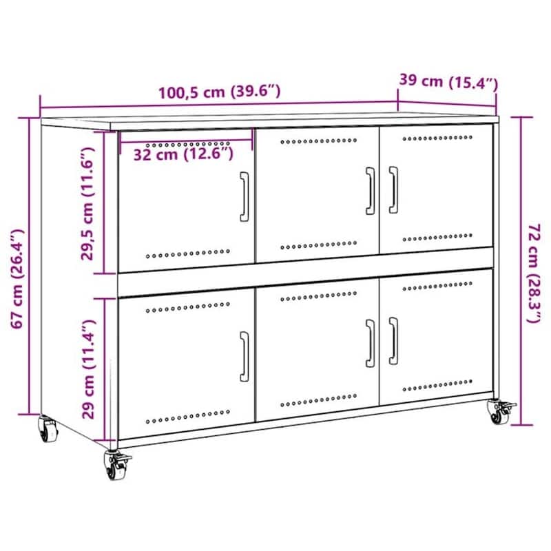 vidaXL Sideboard Cupboard Storage Organizer Living Room Cold-rolled Steel - 15.4 x 39.6 x 28.3