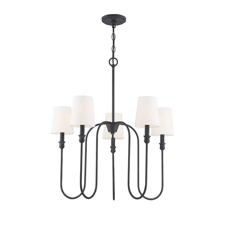 Meridian M10077 5 Light 27" Wide Chandelier with Fabric Shade