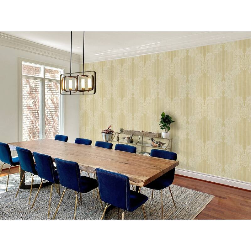 Seabrook Designs Aldeno Leaf Ogee Unpasted Wallpaper