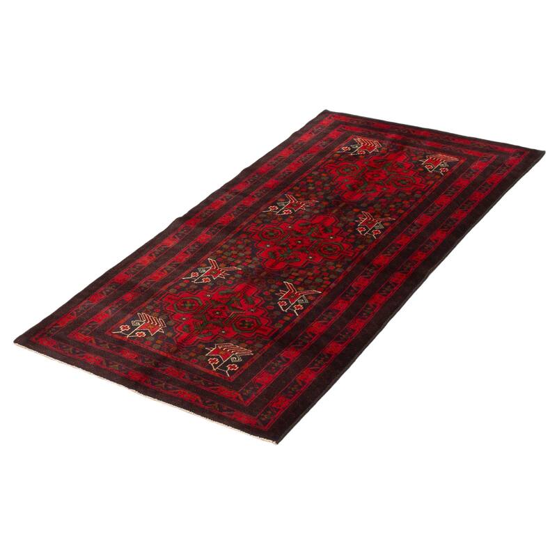 Teimani Red Rug 3'7" x 6'8" - 3'7 x 6'8