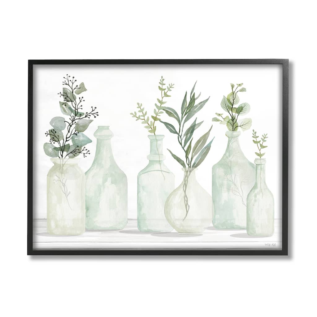 Stupell Soft Green Potted Plants Fresh Herbs Still Life Framed Wall Art
