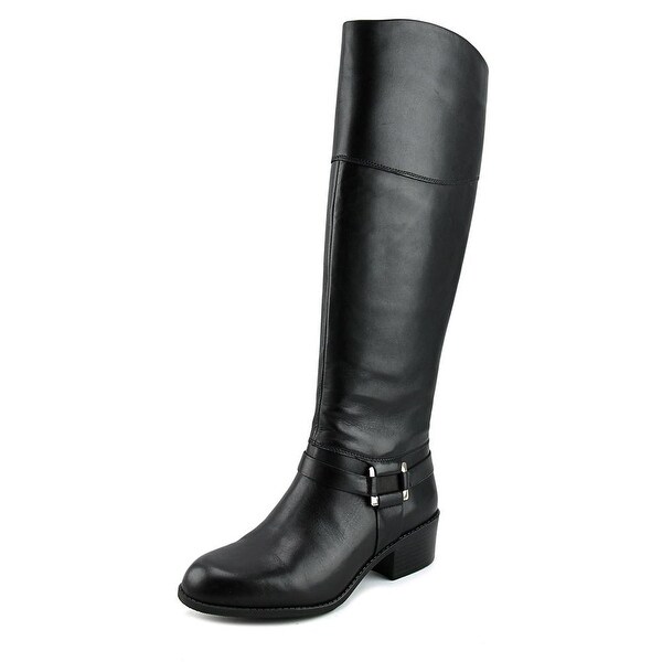 Alfani Biliee Women Round Toe Leather Black Knee High Boot
