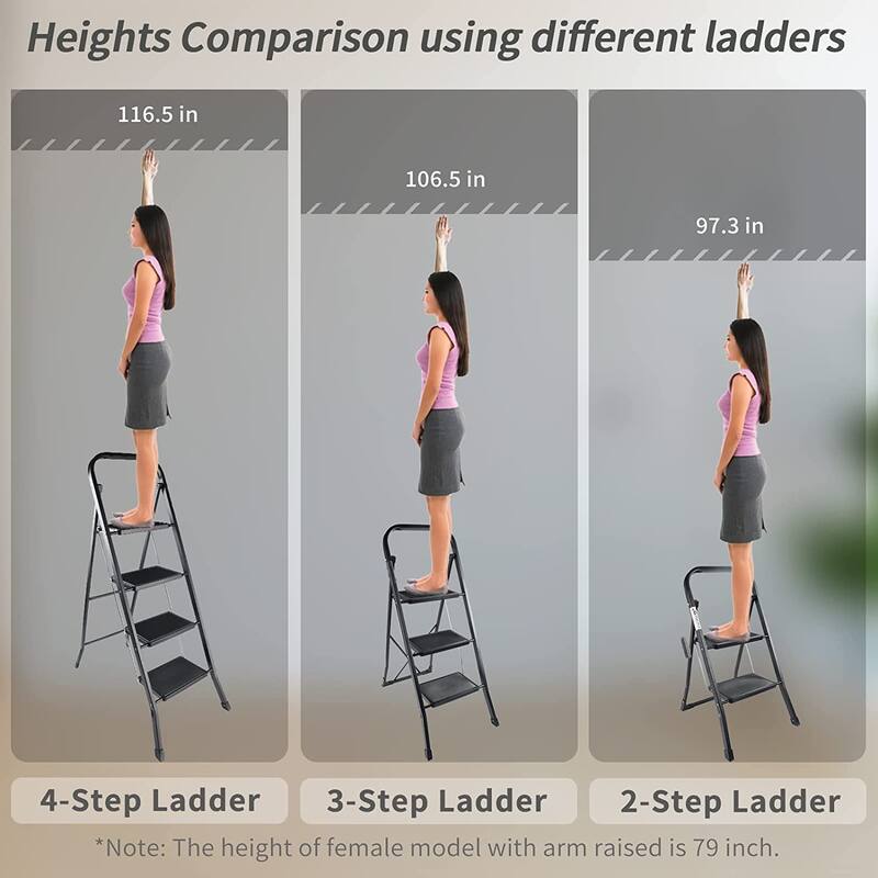 YSSOA 3 Folding Step Stool ladder with Wide Anti-Slip Pedal