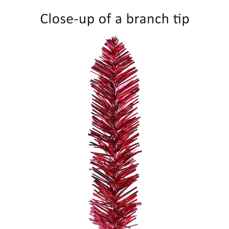 Puleo International 6 ft. Pre-Lit Red Tinsel Artificial Tree
