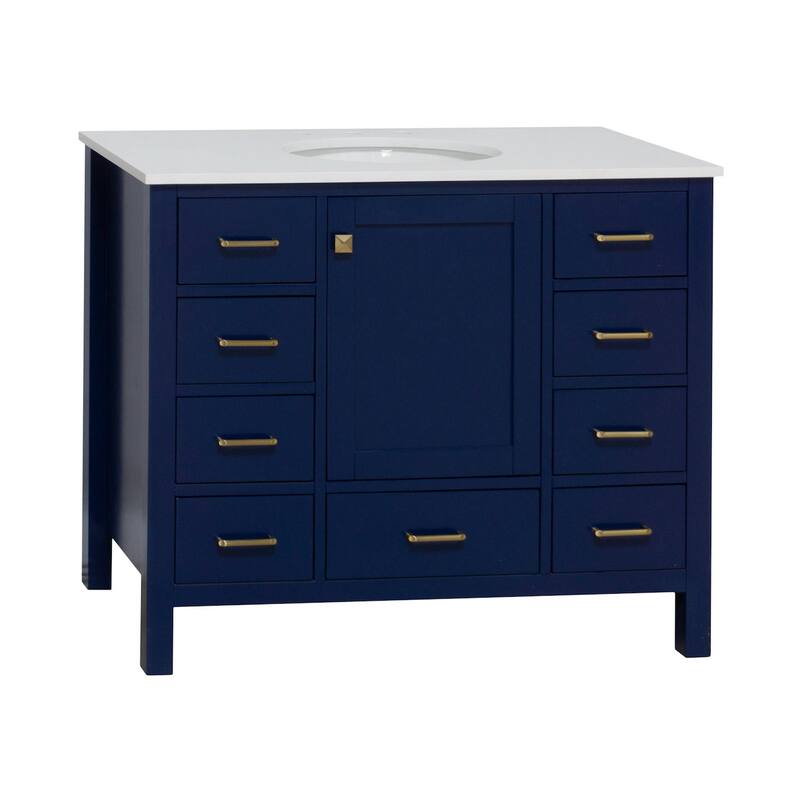 KitchenBathCollection Horizon 42" Bathroom Vanity with Engineered White Top