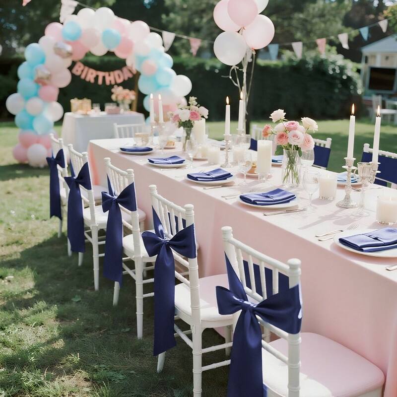 Satin Chair Ribbons for Wedding Reception Adjustable Fit for Folding Banquet and Chiavari Chairs