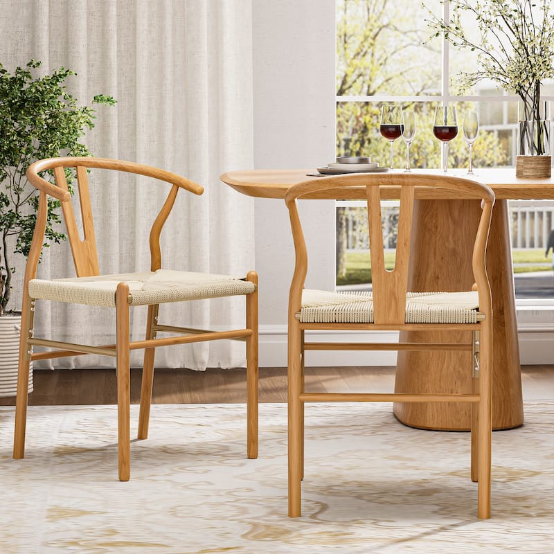 Set of 2 Handwoven Boho Dining Chairs