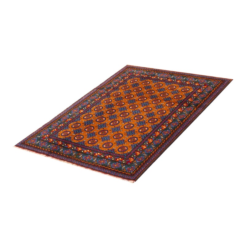 ECARPETGALLERY Hand-knotted Uzbek Kargahi Burnt Orange Wool Rug - 4'0 x 5'8
