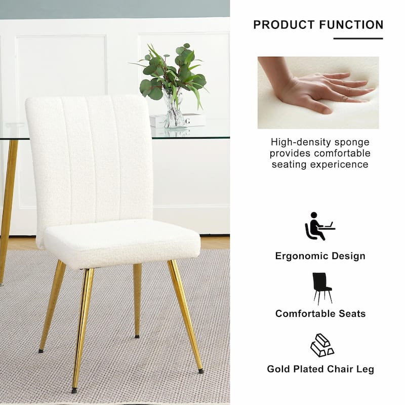 Modern White Teddy Wool Dining Chairs-Set of 4