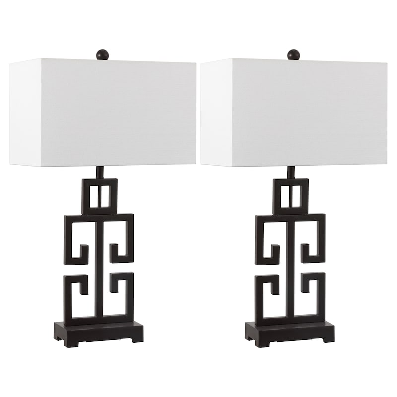 SAFAVIEH Lighting Chantelle Greek Antiqued Gold 29-inch Table Lamp (Set of 2) - 16"W x 9"D x 29"H