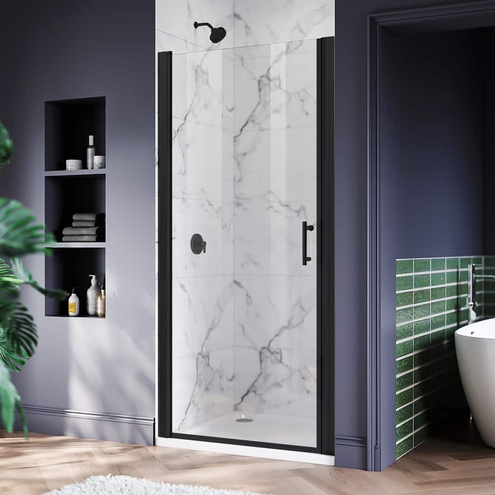 Elegant Adjustable Width Frameless Pivot Swing Shower Door with 1/4 inch Transparent Tempered by Certified Glass Door