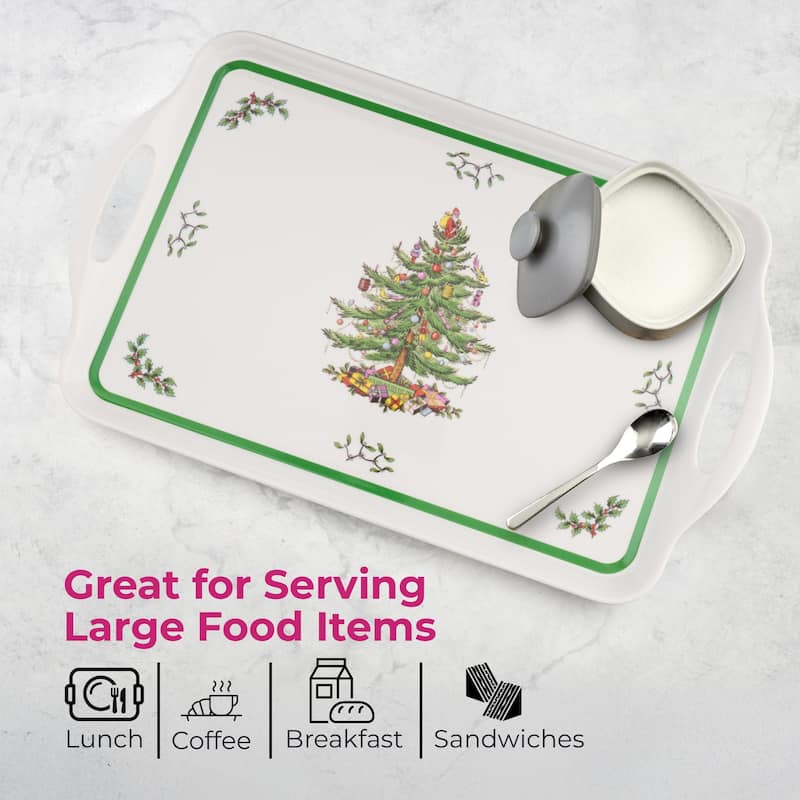 Pimpernel Christmas Tree Large Handled Tray - 18.9" L x 11.6" W