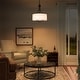 preview thumbnail 3 of 11, Modern Farmhouse Drum 4-Light Transitional Chandelier with Fabric for Dining Room Foyer - 16'' L x 16'' W x 21.5'' H