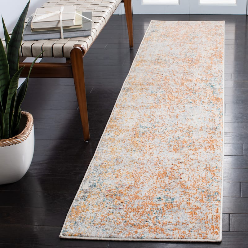 SAFAVIEH Madison Katrein Modern Abstract Rug - 2'2" x 6'  Runner - Ivory/Orange