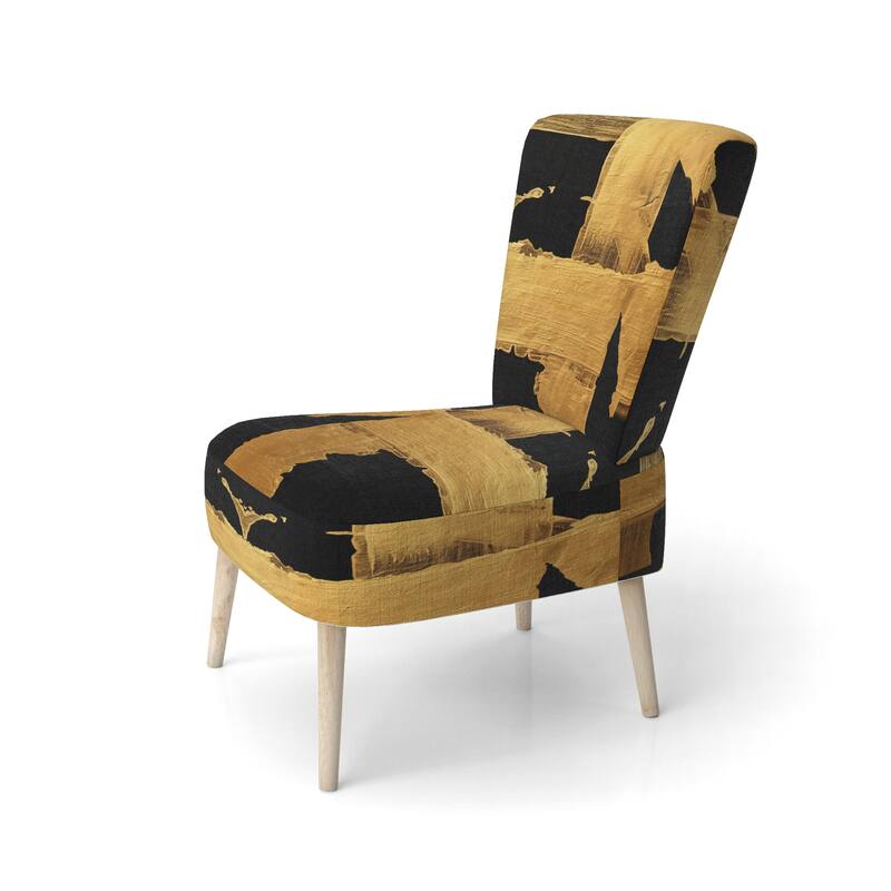Designart "Black & White Crossing Paths I" Upholstered Abstract Accent Chair - Modern Arm Chair For Bedroom