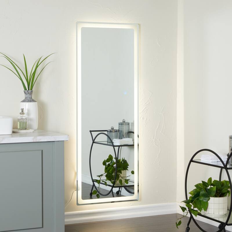Glass Anti Fog Mirror with LED Light - Silver - Roche River Decor