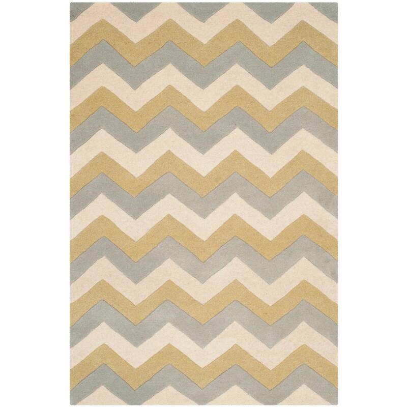 SAFAVIEH Handmade Chatham Traudel Modern Moroccan Wool Rug - 3' x 5' - Grey/Gold